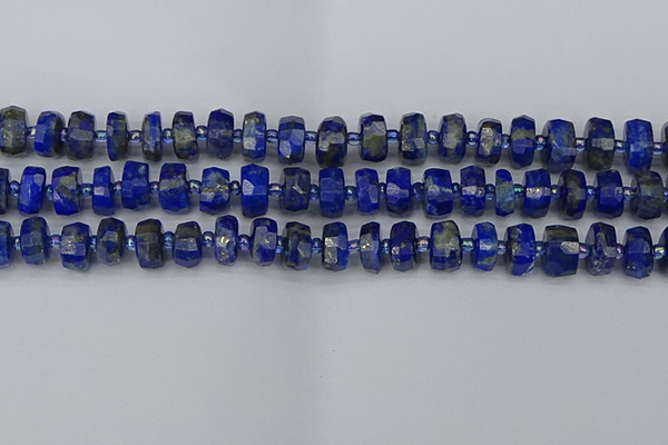 CRB1391 15.5 inches 6*10mm faceted rondelle lapis lazuli beads