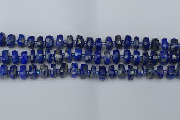 CRB1392 15.5 inches 6*12mm faceted rondelle lapis lazuli beads