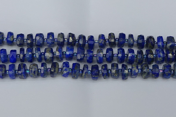 CRB1393 15.5 inches 7*14mm faceted rondelle lapis lazuli beads