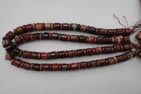 CRB140 15.5 inches 6*12mm & 10*12mm rondelle brecciated jasper beads