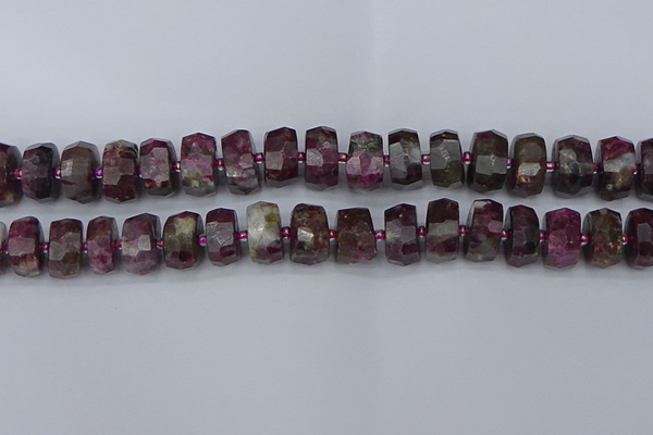 CRB1404 15.5 inches 8*16mm faceted rondelle tourmaline beads