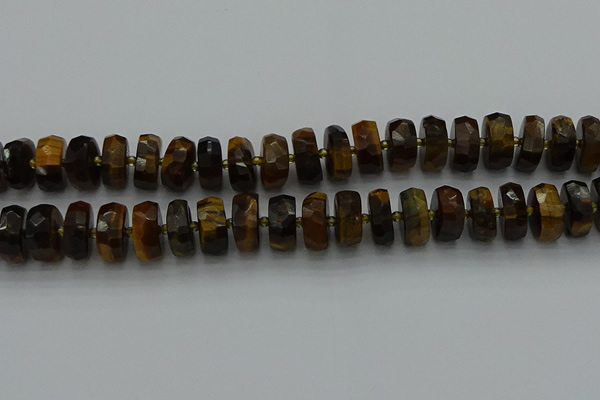 CRB1433 15.5 inches 7*14mm faceted rondelle yellow tiger eye beads