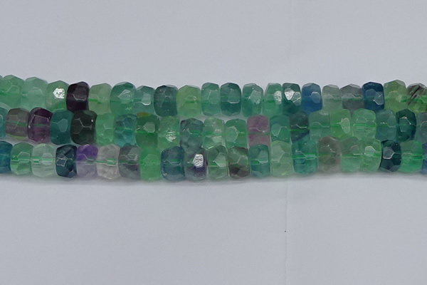 CRB1466 15.5 inches 6*12mm faceted rondelle fluorite beads