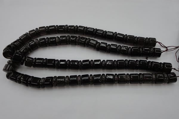 CRB150 15.5 inches 6*12mm & 10*12mm rondelle smoky quartz beads