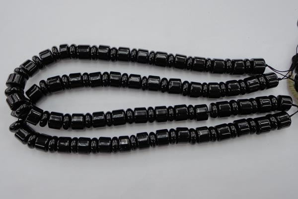 CRB151 15.5 inches 6*12mm & 10*12mm rondelle black agate beads