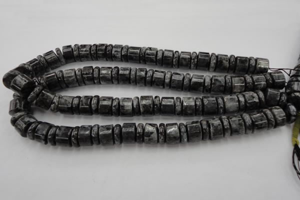 CRB160 15.5 inches 5*14mm & 10*14mm rondelle black labradorite beads