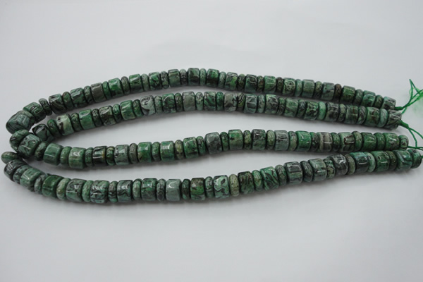 CRB170 15.5 inches 4*10mm – 7*10mm rondelle green picture jasper beads