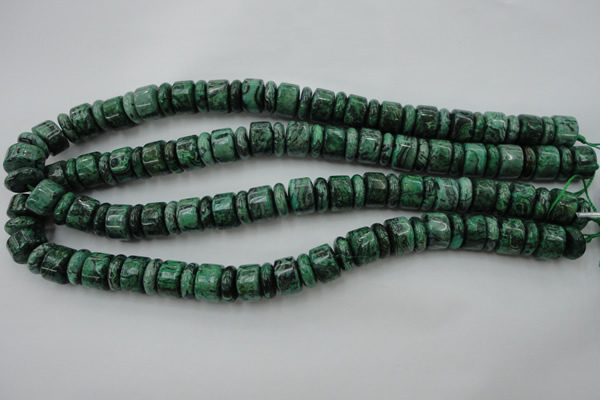 CRB175 15.5 inches 4*12mm – 8*12mm rondelle green picture jasper beads