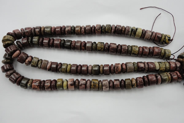 CRB176 15.5 inches 4*12mm – 8*12mm rondelle red artistic jasper beads