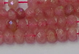 CRB1800 15.5 inches 4*6mm faceted rondelle strawberry quartz beads