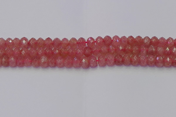 CRB1802 15.5 inches 6*10mm faceted rondelle strawberry quartz beads