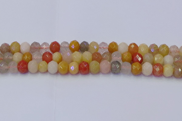CRB1822 15.5 inches 6*10mm faceted rondelle mixed rutilated quartz beads