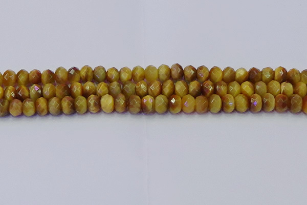 CRB1837 15.5 inches 5*8mm faceted rondelle golden tiger eye beads
