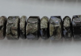 CRB190 15.5 inches 6*16mm – 10*16mm rondelle grey opal gemstone beads