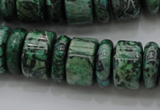 CRB192 15.5 inches 6*16mm – 10*16mm rondelle green picture jasper beads