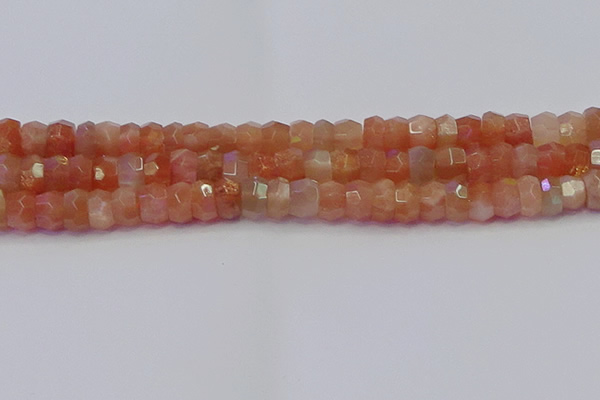 CRB1932 15.5 inches 6*10mm faceted rondelle sunstone beads