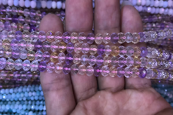 CRB1943 15.5 inches 4*6mm faceted rondelle ametrine beads
