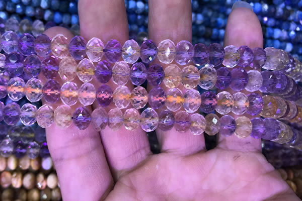 CRB1944 15.5 inches 6*8mm faceted rondelle ametrine beads
