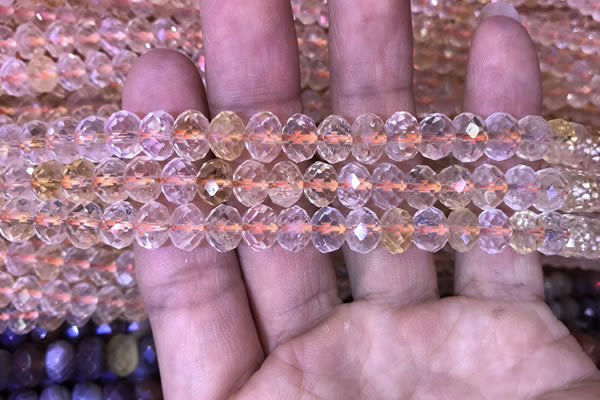 CRB1950 15.5 inches 6*8mm faceted rondelle citrine gemstone beads