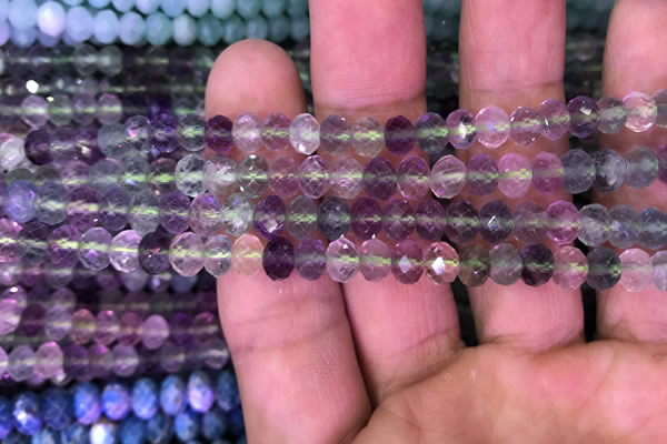 CRB1959 15.5 inches 4*6mm faceted rondelle fluorite gemstone beads
