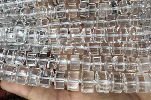 CRB2000 15.5 inches 7mm - 8mm faceted tyre white crystal beads