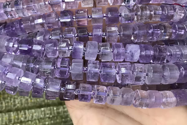 CRB2011 15.5 inches 9mm - 10mm faceted tyre light amethyst beads