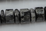CRB204 15.5 inches 6*18mm - 13*18mm rondelle black labradorite beads