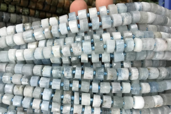 CRB2055 15.5 inches 7mm - 8mm faceted tyre aquamarine beads
