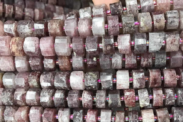 CRB2061 15.5 inches 9mm - 10mm faceted tyre strawberry quartz beads