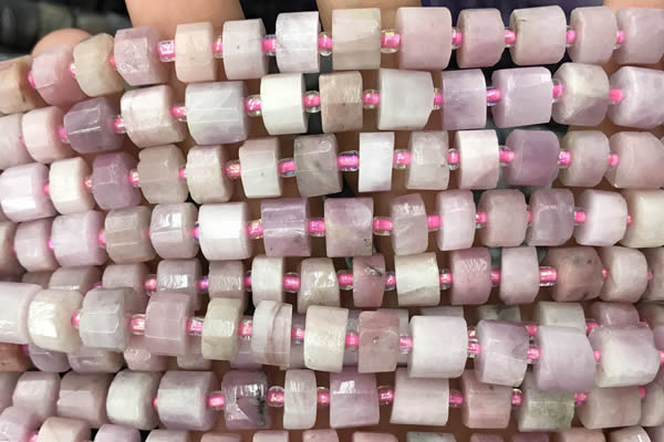 CRB2066 15.5 inches 9mm - 10mm faceted tyre kunzite gemstone beads