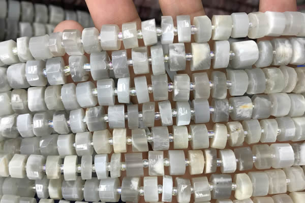 CRB2080 15.5 inches 7mm - 8mm faceted tyre grey moonstone beads