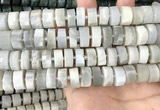 CRB2083 15.5 inches 12mm - 13mm faceted tyre grey moonstone beads