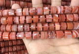 CRB2107 15.5 inches 11mm - 12mm faceted tyre red agate beads
