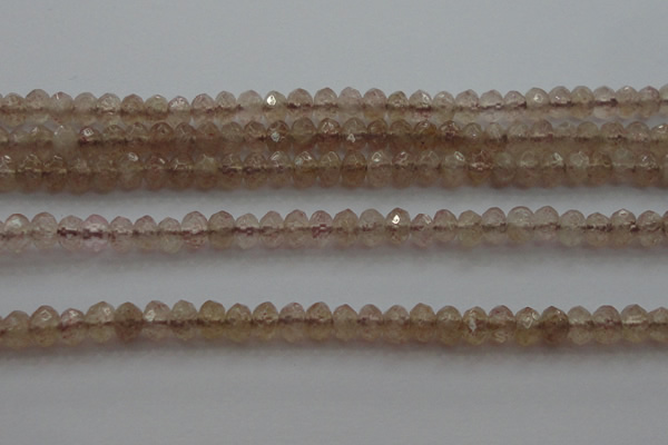 CRB211 15.5 inches 3*4mm faceted rondelle strawberry quartz beads