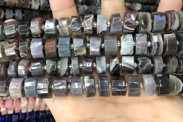 CRB2114 15.5 inches 13mm - 14mm faceted tyre Botswana agate beads