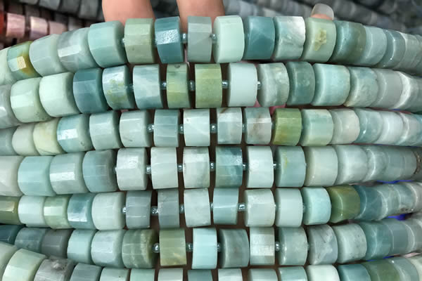 CRB2115 15.5 inches 7mm - 8mm faceted tyre amazonite beads