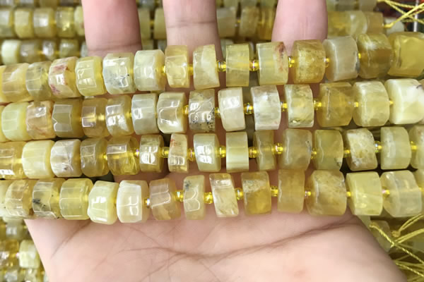 CRB2171 15.5 inches 11mm - 12mm faceted tyre yellow opal beads