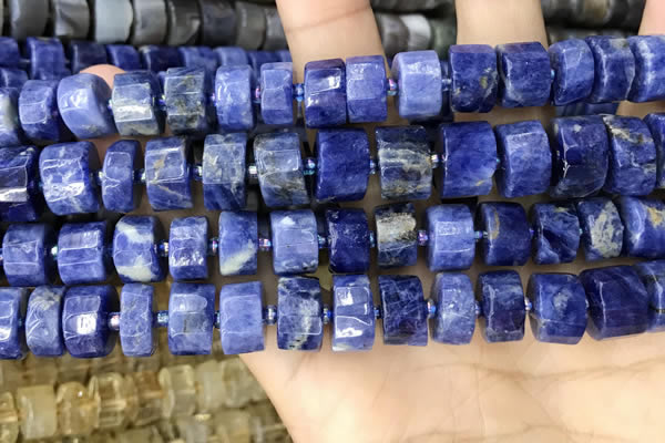 CRB2177 15.5 inches 12mm - 13mm faceted tyre sodalite beads