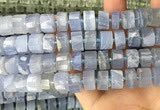 CRB2188 15.5 inches 11mm - 12mm faceted tyre blue chalcedony beads