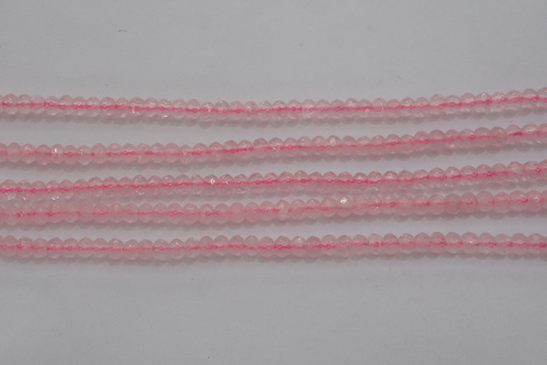 CRB220 15.5 inches 2.5*4mm faceted rondelle rose quartz beads