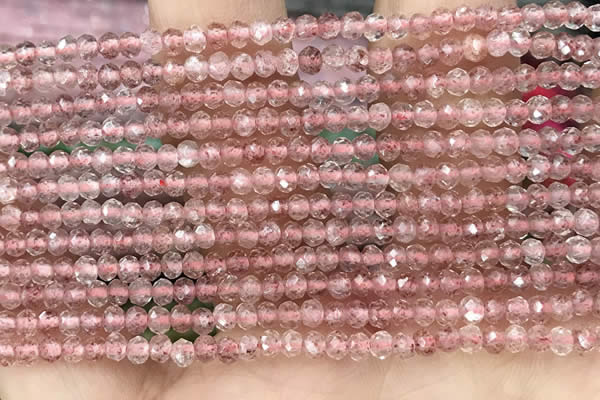 CRB2235 15.5 inches 2*3mm faceted rondelle strawberry quartz beads
