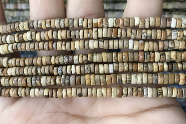 CRB2568 15.5 inches 2*4mm heishi picture jasper beads wholesale