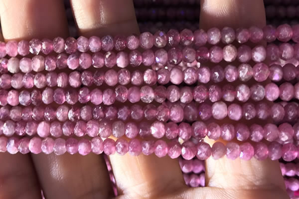 CRB2611 15.5 inches 3*4mm faceted rondelle ruby gemstone beads