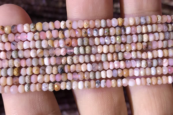 CRB2613 15.5 inches 2*3mm faceted rondelle pink opal beads