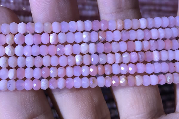 CRB2616 15.5 inches 3*4mm faceted rondelle pink opal beads