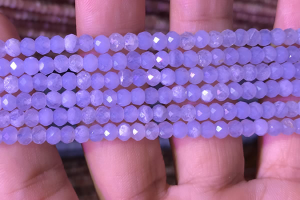 CRB2627 15.5 inches 3*4mm faceted rondelle blue chalcedony beads