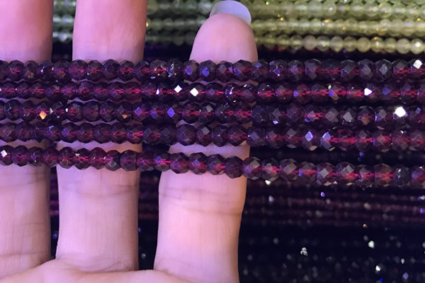 CRB2667 15.5 inches 3*4mm faceted rondelle red garnet beads