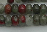 CRB2872 15.5 inches 6*10mm rondelle blood jasper beads