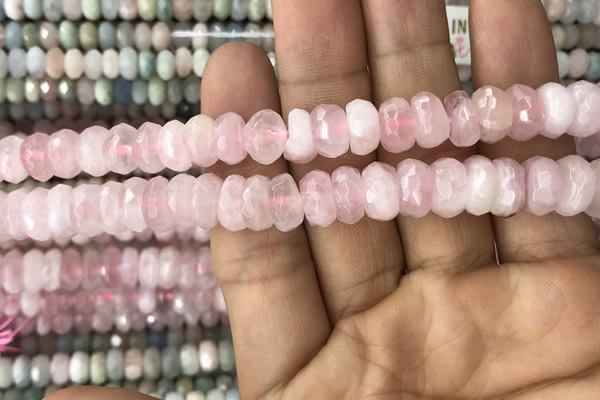 CRB3004 15.5 inches 6*10mm faceted rondelle rose quartz beads