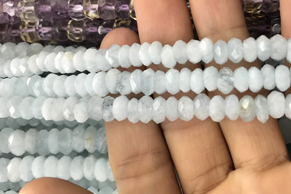 CRB3008 15.5 inches 5*8mm faceted rondelle aquamarine beads